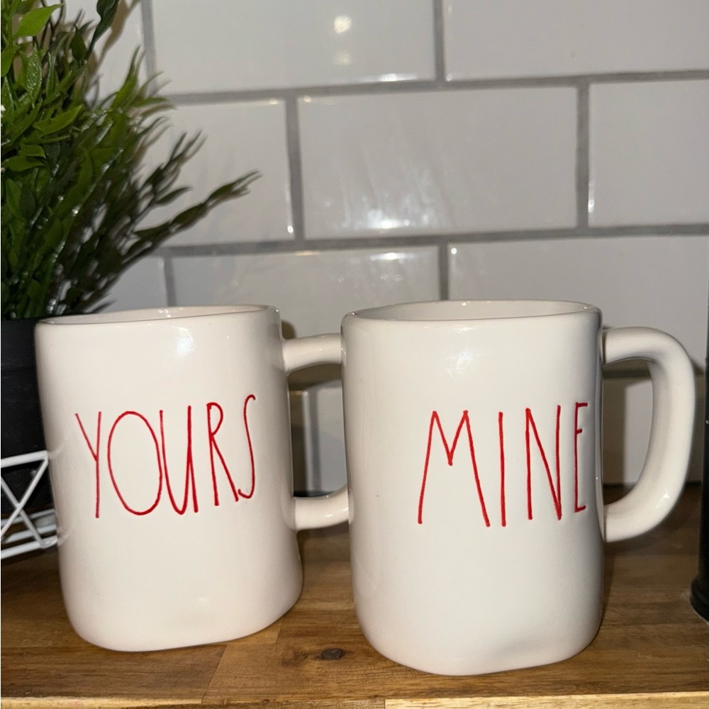 MAGENTA, Early Rae Dunn YOURS MINE Mug Set
